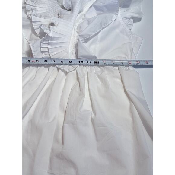 Entro White Ruffle V-Neck Mini Dress - Size L - Picture 2 of 9